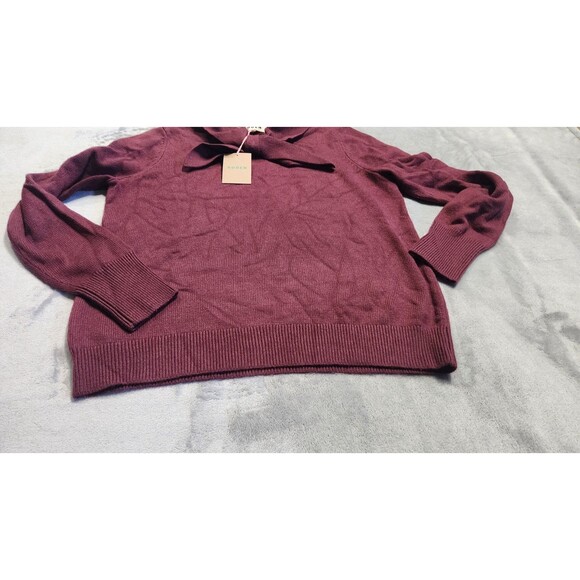 NWT BODEN Women's Size Medium Deep Wisteria Knitted Bow Sweater - Picture 3 of 9
